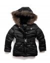 GUESS Kids Girls Little Girl Quilted Parka With Faux-Fur, BLACK (4)