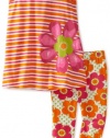 Kids Headquarters Girls 2-6X 2 Piece Orange Capri Set, Assorted, 6