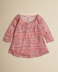 A cute multistripe poncho is detailed with raglan-sleeve stitch accents and a rich multistripe pattern. A cute multistripe poncho is detailed with raglan-sleeve stitch accents and a rich multistripe pattern.
