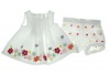 First Impressions Flower Border Dress Bright White 0-3 Months