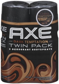 Axe Body Spray, Twin Pack, Dark Temptation, 4Ounce Axe Body Spray, Twin Pack, Dark Temptation, 4Ounce