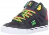 DC Kids Spartan Hi Skate Shoe (Little Kid/Big Kid),Black/Rasta,4.5 M US Big Kid