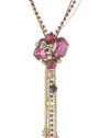 Betsey Johnson Iconic Fabulous Fuchsia Crystal Gem Multi-Chain Y-Shaped Necklace