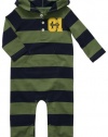 Carter's Hooded Olive Striped Playsuit (9 months)