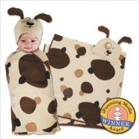 Sozo Baby-boys Newborn Puppy Swaddle Blanket and Cap Set, Brown, One Size Sozo Baby-boys Newborn Puppy Swaddle Blanket and Cap Set, Brown, One Size