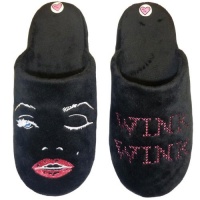 Black Betsey Johnson Wink Perfect Pair Fluffy Slippers Size Small Black Betsey Johnson Wink Perfect Pair Fluffy Slippers Size Small