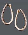 Timeless hoops with an extra pop of sparkle. Crafted in 14k rose gold with a chic oval shape, earrings feature dozens of round-cut diamonds (1/4 ct. t.w.). Approximate diameter: 7/8 inch.