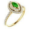 18K Yellow Gold 6.00x3.00mm Marquise Cut Tsavorite and Diamond Double-Halo Ring