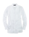 Cool tuxedo styling defines our versatile shirt in crisp cotton broadcloth with a pintucked bib and tailored details.