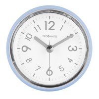 DecoMates Non-Ticking Silent Clock - Water Resistant Bathroom Suction Clock (Baby Blue)