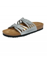 Lend a little island flair with a refreshing take on the classic Birkenstock. The Granada sandal features Birko-Flor, a man-made material exclusive to Birkenstock that has a leather-like appearance and soft felt lining for comfort. The footbed molds and shapes to the foot for a great fit. Lend a little island flair with a refreshing take on the classic Birkenstock. The Granada sandal features Birko-Flor, a man-made material exclusive to Birkenstock that has a leather-like appearance and soft felt lining for comfort. The footbed molds and shapes to the foot for a great fit.