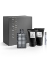 Burberry Brit for Men epitomizes a man that is modern and spirited. Notes of mandarin, ginger, nutmeg and grey musk create a sexy, masculine scent.Experience Burberry Brit for Men with this Gift Set that includes a 3.3 oz. Eau de Toilette Spray, 3.3 oz. After Shave Balm, 3.3 oz. All Over Shampoo, and 0.25 fl. oz. Travel Spray in a gift-ready box.