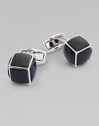 Discretely dazzling, each face of these cufflinks have a square multi-faceted Swarovski element crystals with the whale tail positioned on the 6th face.Rhodium-plated metalAbout ½ diam.Made in the United Kingdom