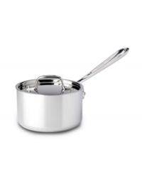 All-Clad's high-performance saucepan is constructed with a durable stainless steel interior, a pure aluminum core and a hand-polished mirror-finished exterior. An essential piece for simmering sauces, boiling noodles, warming leftovers and more. Lifetime warranty. All-Clad's high-performance saucepan is constructed with a durable stainless steel interior, a pure aluminum core and a hand-polished mirror-finished exterior. An essential piece for simmering sauces, boiling noodles, warming leftovers and more. Lifetime warranty.
