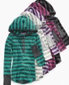 Allover stripes on this hooded henley turn a warm, cozy shirt into an extra-cool look for her.