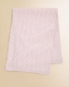 Pure cashmere blanket makes the ultimate stunning, luxurious gift for baby.31 X 43Knit in signature cabling with ribbed edgesCashmereDry cleanImported
