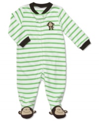 He'll stop monkeying around once in this sleeper by Carter's. He'll stop monkeying around once in this sleeper by Carter's.