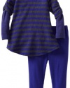 Splendid Littles Baby-girls Newborn Charcoal Stripe Thermal Tunic Set, Iris, 12-18 Months