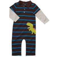 Carter's Infant Long Sleeve One Piece Polo Coverall - Happy Dinosaur-6 Months