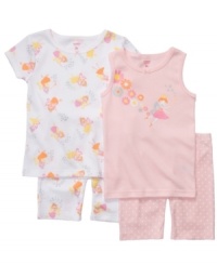 She'll cast her sweet fairy spell over anyone who sees her in any piece of this 4-piece shirts and shorts set from Carter's. She'll cast her sweet fairy spell over anyone who sees her in any piece of this 4-piece shirts and shorts set from Carter's.