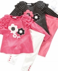 Frilly and fun, this First Impressions tunic and leggings set will have her looking so cute. Frilly and fun, this First Impressions tunic and leggings set will have her looking so cute.