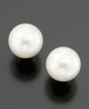 Sophisticated style for every day: Lauren Ralph Lauren glass pearl (10 mm) stud earrings set in plated sterling silver. Surgical steel posts.