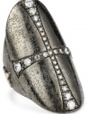 Mizuki Sterling Silver and Diamond Oval Cross Shield Knuckle Ring