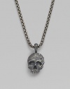 An antiqued skull pendant is crafted from pure sterling silver and hangs from a titanium box-chain necklace. From the Waves Collection Sterling silver Titanium chain, about 24 long Lobster clasp Imported 