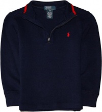 Polo Ralph Lauren Toddler Boys Tipped Half Zip Pullover, Navy, 2/2T Polo Ralph Lauren Toddler Boys Tipped Half Zip Pullover, Navy, 2/2T