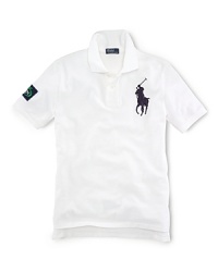 An official limited-edition US Open polo shirt is rendered in breathable stretch cotton mesh and accented with an embroidered Big Pony. An official limited-edition US Open polo shirt is rendered in breathable stretch cotton mesh and accented with an embroidered Big Pony.