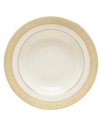 A classic hand crafted collection from Lenox, this Westchester soup bowl brings distinctive beauty to the table, featuring sturdy bone china and exquisitely etched gold borders for a lustrous glow. A classic hand crafted collection from Lenox, this Westchester soup bowl brings distinctive beauty to the table, featuring sturdy bone china and exquisitely etched gold borders for a lustrous glow.