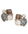 Get into the cool group. Carolee's cluster earrings, crafted from gold-tone mixed metal, bring together glass pearls, epoxy stones and cubic zirconias for a stylish effect. Approximate drop: 1/8 inch.