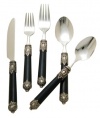 Hampton Forge San Remo 20-Piece Flatware Set with Black Handles, Service for 4