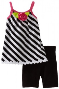 Sweet Heart Rose Baby-girls Infant Striped Bike Short Set, Black Multi, 12 Months