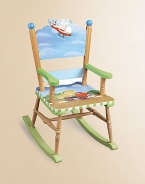 From the Transportation Collection. Bright and cheerful, this little rocker is adorned with hand-painted modes of transport every child will enjoy.Sturdy design 16¾W X 22½H Constructed of MDF ImportedRecommended for ages 3 and up Please note: Some assembly may be required. 