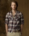 Layered or worn alone, this durable plaid cotton shirt gives a just-right rugged touch to any look.