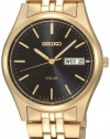 Seiko Men's SNE044 Gold Tone Solar Black Dial Watch