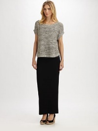 Made from a lightweight combination of Italian cotton and jersey, this knit top offers a feminine silhouetteRound neckShort sleevesPull-on styleRibbed trimAbout 22 from shoulder to hem70% cotton/30% nylonDry cleanImported of Italian fabric Made from a lightweight combination of Italian cotton and jersey, this knit top offers a feminine silhouetteRound neckShort sleevesPull-on styleRibbed trimAbout 22 from shoulder to hem70% cotton/30% nylonDry cleanImported of Italian fabric