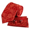 Orange Tie for Men Cheap Ties for Men Orange Red Patterned Woven Silk Neckie Handkerchiefs Cufflinks Gift Box Set By Epoint EAC1043