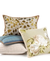 Luxe embroidery renders a classic mosaic tile pattern in this decorative pillow from Martha Stewart Collection. Luxe embroidery renders a classic mosaic tile pattern in this decorative pillow from Martha Stewart Collection.