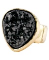 Simply smoldering. Polished black crystals in a chic, pear cut create a sultry look on BCBGeneration's hot cocktail ring. Set in rose gold tone mixed metal. Ring stretches to fit finger. Approximate size: 1 inch.
