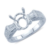 Diamond Oval Semi Mount Ring Setting In 18K White Gold