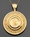 Cherish historical style. This coin pendant is crafted in 22k gold with 14k gold mounting. Approximate drop: 2 inches. Chain not included.