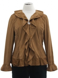 Jones New York Dark Barley Charente Ruffle Zip Front Jacket 20W Jones New York Dark Barley Charente Ruffle Zip Front Jacket 20W