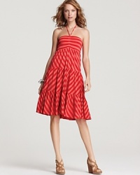 Tie the straps of this Ella Moss striped dress around the neck or in a neat bow at the bust for ultimate versatility. Tie the straps of this Ella Moss striped dress around the neck or in a neat bow at the bust for ultimate versatility.