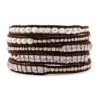 Chan Luu Clear Quartz Mix Wrap Bracelet on Brown Leather