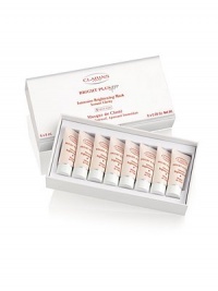 Smoothes skin's texture and leaves skin incredibly bright with a beautiful matte finish. Diminishes existing dark spots and helps slow the source of production of melanin. Soothes stressed skin and restores comfort. Leaves skin bright and luminous. 8 masks. Smoothes skin's texture and leaves skin incredibly bright with a beautiful matte finish. Diminishes existing dark spots and helps slow the source of production of melanin. Soothes stressed skin and restores comfort. Leaves skin bright and luminous. 8 masks.