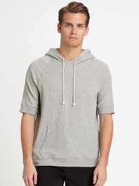 Sporty, hooded pullover perfect for casual weekend wear, in finely blended cotton knit for added warmth and comfort.Attached drawstring hoodFront kangaroo pockets95% cotton/5% polyurethaneMachine washImported Sporty, hooded pullover perfect for casual weekend wear, in finely blended cotton knit for added warmth and comfort.Attached drawstring hoodFront kangaroo pockets95% cotton/5% polyurethaneMachine washImported