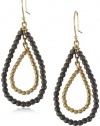 Mizuki 14k Double Tear-Drop Hoop Earrings with Gold and Silver Beads