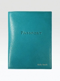Essential for the world traveler, this soft cover is crafted of hand-stained Italian leather. About 4 X 6 Made in USAFOR PERSONALIZATIONSelect a color and quantity, then scroll down and click on PERSONALIZE & ADD TO BAG to choose and preview your personalization options. Please allow 1 week for delivery. Essential for the world traveler, this soft cover is crafted of hand-stained Italian leather. About 4 X 6 Made in USAFOR PERSONALIZATIONSelect a color and quantity, then scroll down and click on PERSONALIZE & ADD TO BAG to choose and preview your personalization options. Please allow 1 week for delivery.